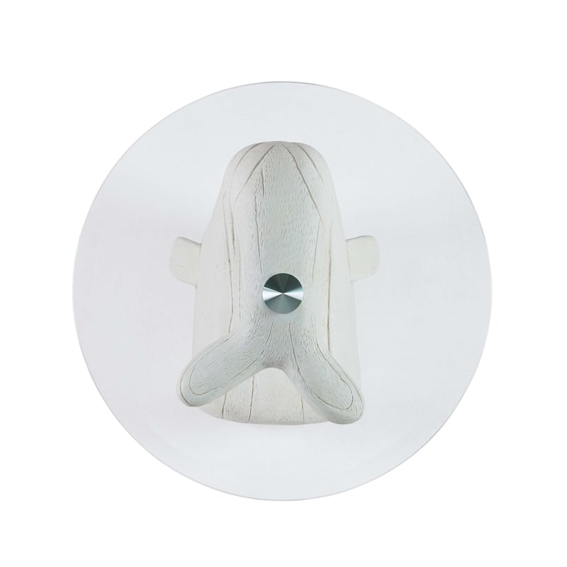 Linon Mabry Whale Sculptured Resin & Glass Top Rustic Accent Table in White