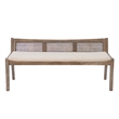 Linon Memphis Wood Bench Woven Cane Back Beige Padded Seat in Brown Stain Finish