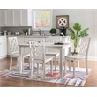 Linon Delia 5 Piece Wood Dining Set Lightly Burnished Edges in Antique White