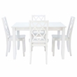 Linon Delia 5 Piece Wood Dining Set Lightly Burnished Edges in Antique White