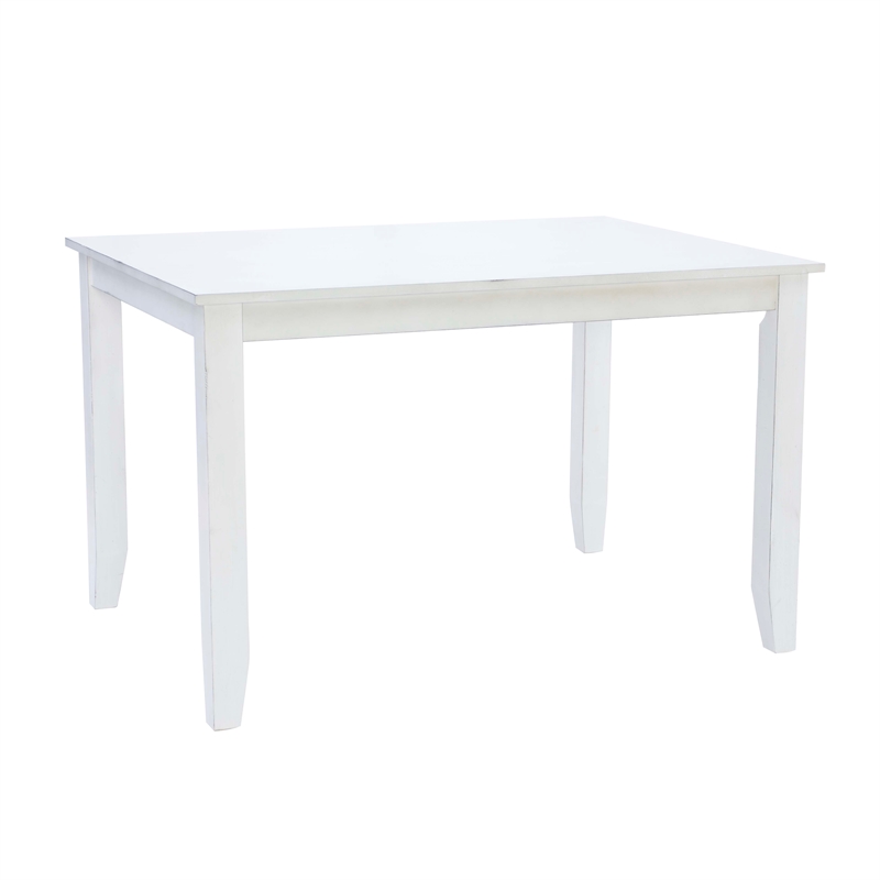 Linon Delia 5 Piece Wood Dining Set Lightly Burnished Edges in Antique White