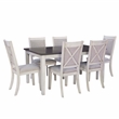 Linon Marco 7 Pce Wood 2 Tone Dining Set Upholstered Chairs in White/Gray