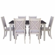 Linon Marco 7 Pce Wood 2 Tone Dining Set Upholstered Chairs in White/Gray