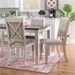 Linon Marco 7 Pce Wood 2 Tone Dining Set Upholstered Chairs in White/Gray