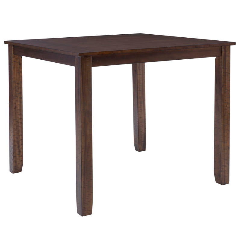 Linon Liz Rustic Wood 5 Piece Counter Height Dining Set Padded Seats in Brown