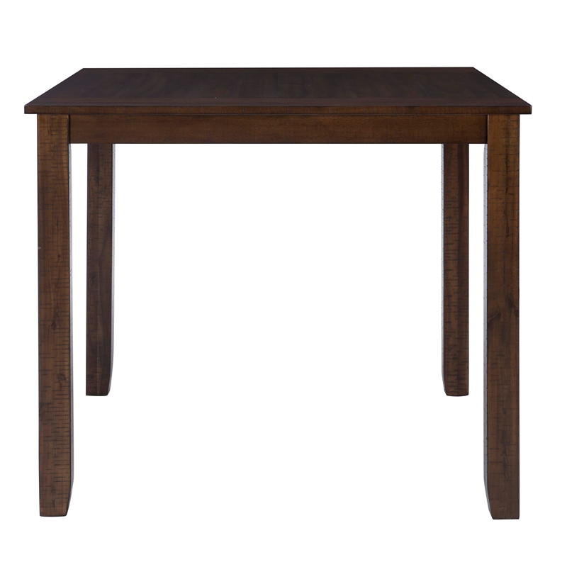 Linon Liz Rustic Wood 5 Piece Counter Height Dining Set Padded Seats in Brown