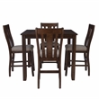 Linon Liz Rustic Wood 5 Piece Counter Height Dining Set Padded Seats in Brown
