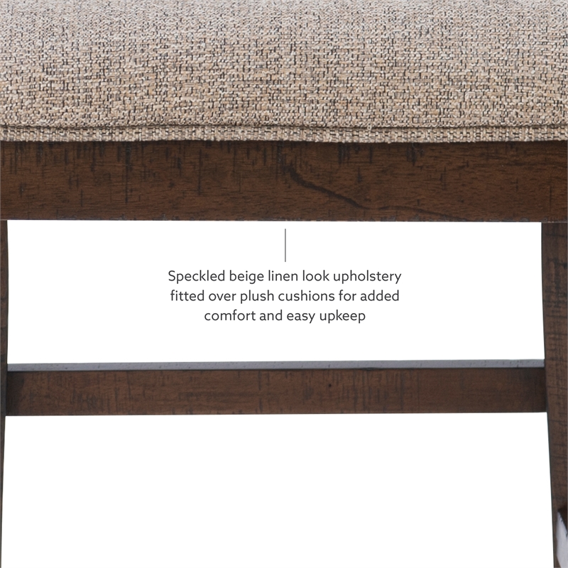 Linon Liz Rustic Wood 5 Piece Counter Height Dining Set Padded Seats in Brown