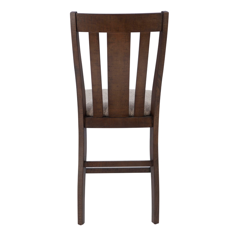 Linon Liz Rustic Wood 5 Piece Counter Height Dining Set Padded Seats in Brown