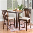 Linon Liz Rustic Wood 5 Piece Counter Height Dining Set Padded Seats in Brown