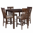 Linon Liz Rustic Wood 5 Piece Counter Height Dining Set Padded Seats in Brown