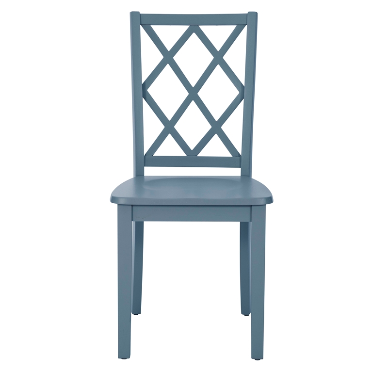 Linon Nico Side Chair Lattice Back Design in Crisp Graphite Gray Finished Wood