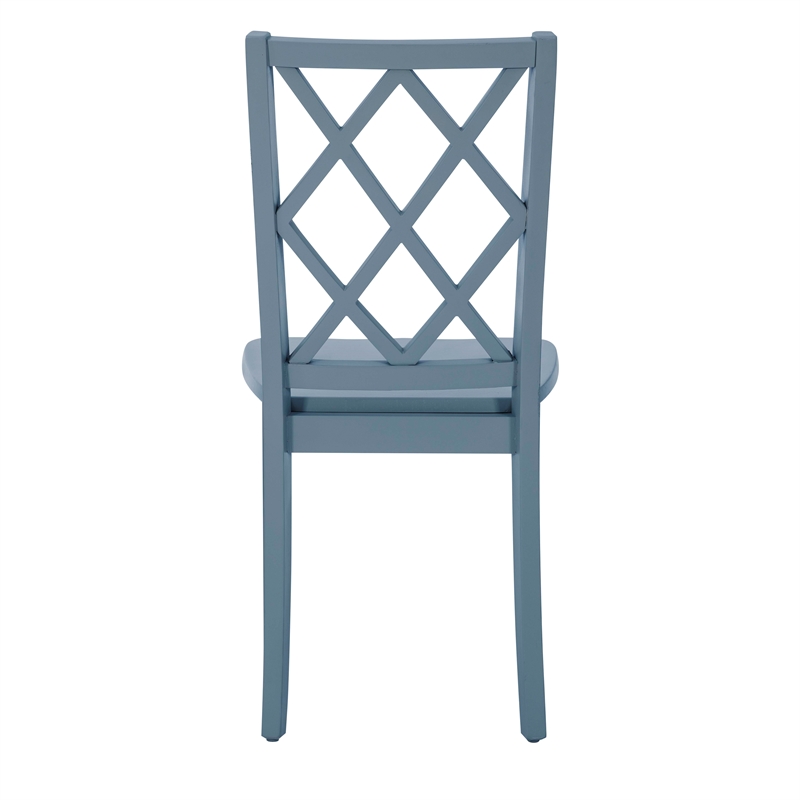 Linon Nico Side Chair Lattice Back Design in Crisp Graphite Gray Finished Wood