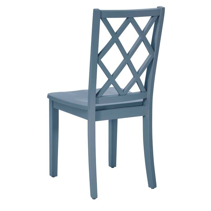 Linon Nico Side Chair Lattice Back Design in Crisp Graphite Gray Finished Wood