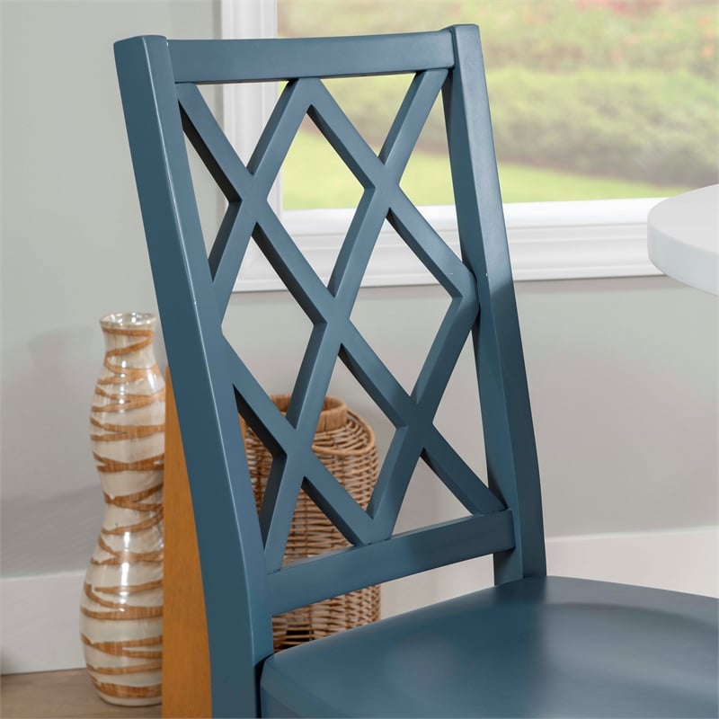Linon Nico Side Chair Lattice Back Design in Crisp Graphite Gray Finished Wood