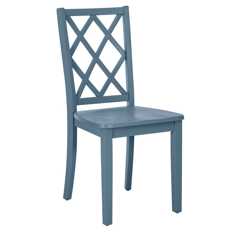 Linon Nico Side Chair Lattice Back Design in Crisp Graphite Gray Finished Wood