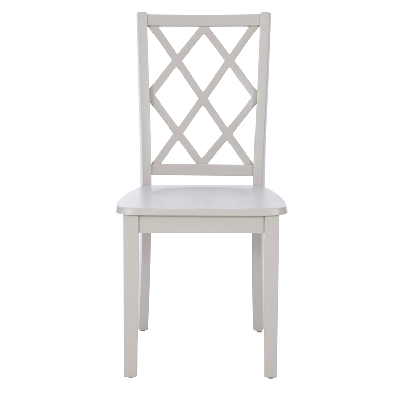 Linon Nico Side Chair Lattice Back Design in Crisp Light Gray Finished Wood