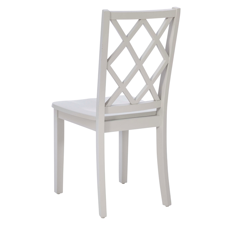 Linon Nico Side Chair Lattice Back Design in Crisp Light Gray Finished Wood