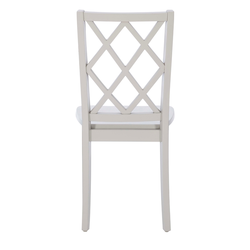 Linon Nico Side Chair Lattice Back Design in Crisp Light Gray Finished Wood