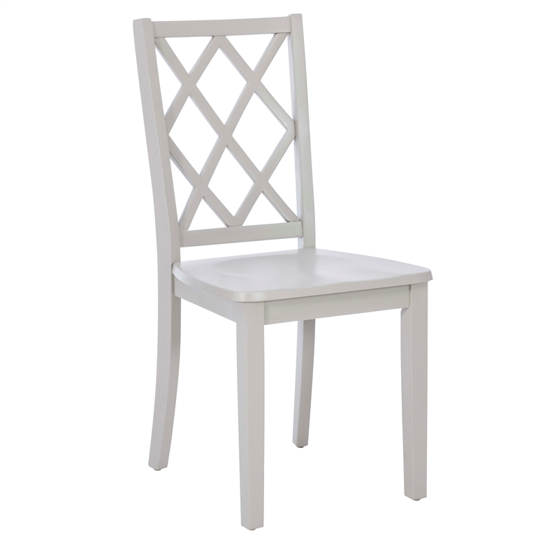 Linon Nico Side Chair Lattice Back Design in Crisp Light Gray Finished Wood