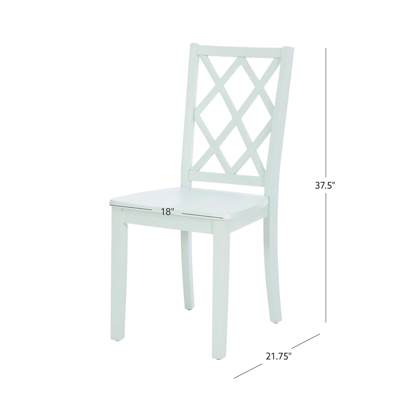 Linon Nico Wood Side Chair Lattice Back Design in Crisp Mint Green Finish