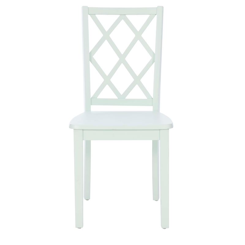 Linon Nico Wood Side Chair Lattice Back Design in Crisp Mint Green Finish