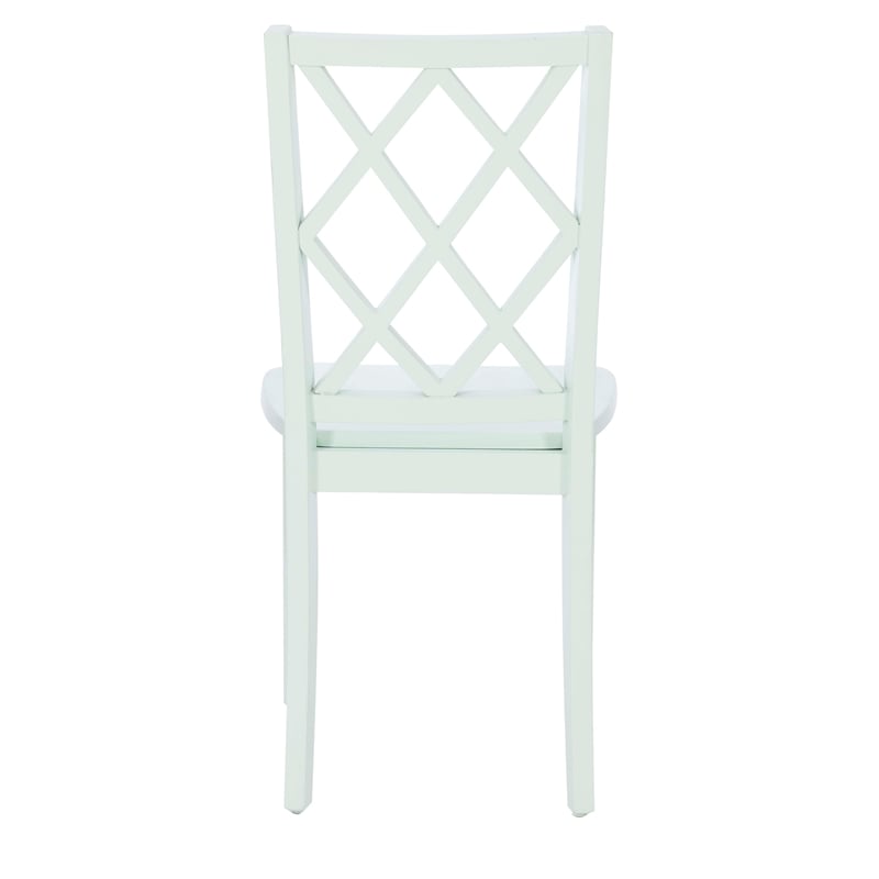 Linon Nico Wood Side Chair Lattice Back Design in Crisp Mint Green Finish