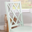 Linon Nico Wood Side Chair Lattice Back Design in Crisp Mint Green Finish