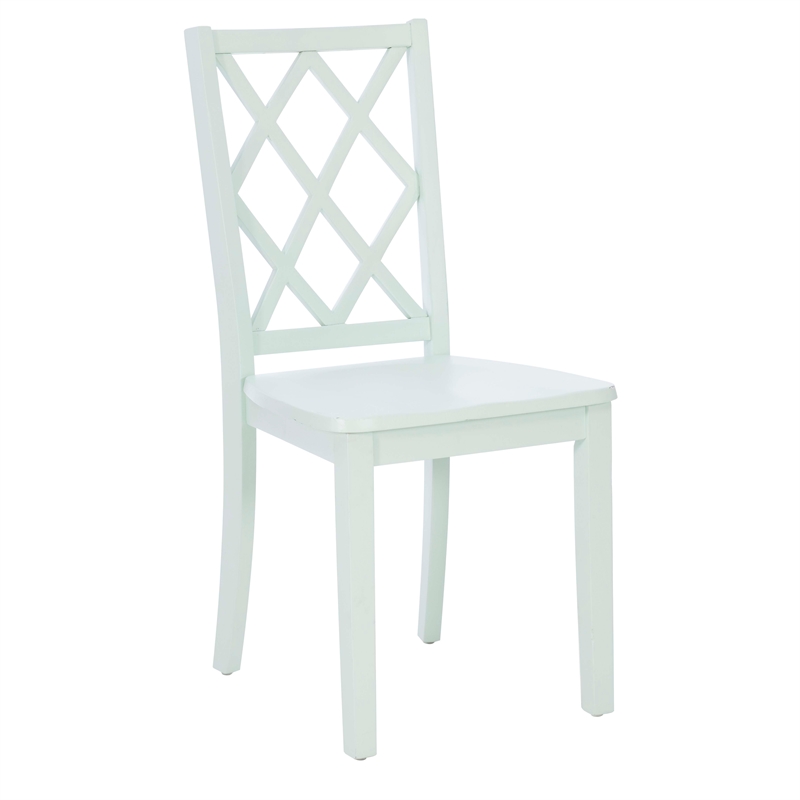 Linon Nico Wood Side Chair Lattice Back Design in Crisp Mint Green Finish