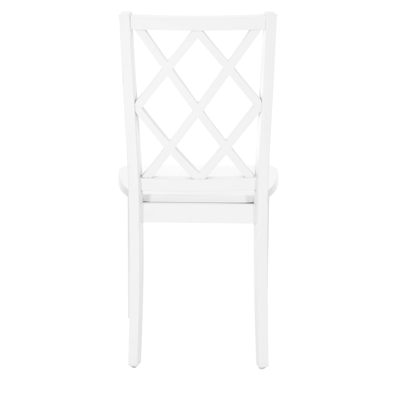 Linon Nico Side Chair Lattice Back Design in Crisp White Finished Wood