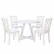 Linon Nico Side Chair Lattice Back Design in Crisp White Finished Wood