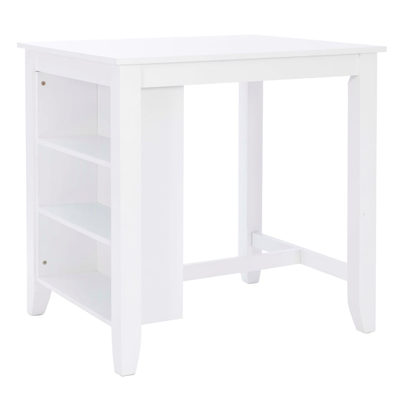 Linon Nico Wood Counter Height Wood Space Saving Table 3 Shelves in White Paint