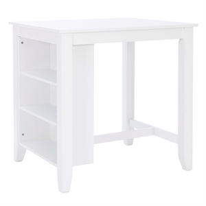 Linon Nico Wood Counter Height Wood Space Saving Table 3 Shelves in White Paint