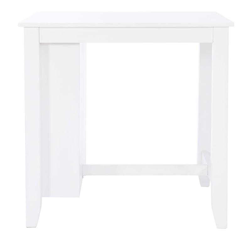 Linon Nico Wood Counter Height Wood Space Saving Table 3 Shelves in White Paint