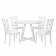 Linon Nico Round Dining Table with Angled Legs in Pure White Wood