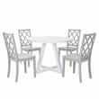 Linon Nico Round Dining Table with Angled Legs in Pure White Wood
