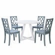 Linon Nico Round Dining Table with Angled Legs in Pure White Wood