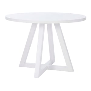 Linon Nico Round Dining Table with Angled Legs in Pure White Wood