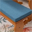 Linon Chelsea 3 Pc Honey Pine Nook Set with 4 Pc Polyester Cushion Set in Blue