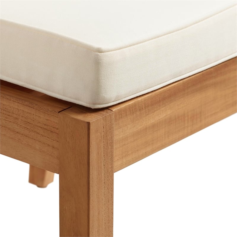 Linon Barlow 5Pc Set Teak Outdoor Table with 4 Chairs & Cushions in Natural