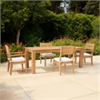Linon Barlow 5Pc Set Teak Outdoor Table with 4 Chairs & Cushions in Natural