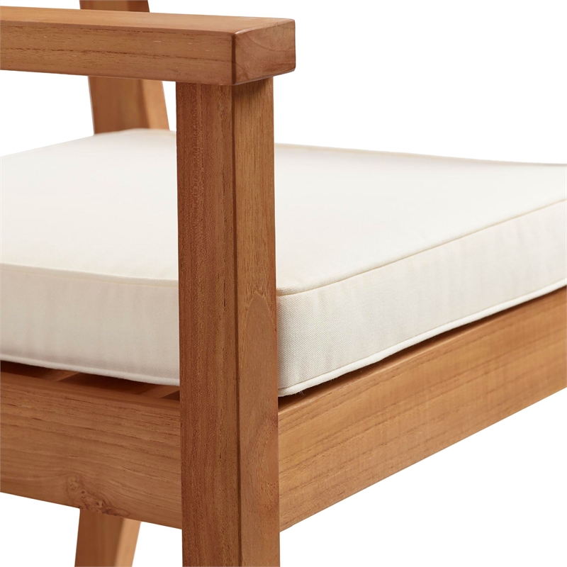 Linon Barlow 7Pc Set Teak Outdoor Table and 6 Chairs with Cushions in Natural