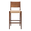 Linon Patty Wood 2 Tone Barstools Handwoven Rope Seat Set of 2 in Brown Stain