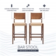 Linon Patty Wood 2 Tone Barstools Handwoven Rope Seat Set of 2 in Brown Stain