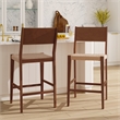 Linon Patty Wood 2 Tone Barstools Handwoven Rope Seat Set of 2 in Brown Stain