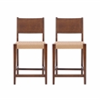 Linon Patty Wood 2 Tone Counter Stools Handwoven Rope Seat Set of 2 in Brown