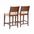 Linon Patty Wood 2 Tone Counter Stools Handwoven Rope Seat Set of 2 in Brown