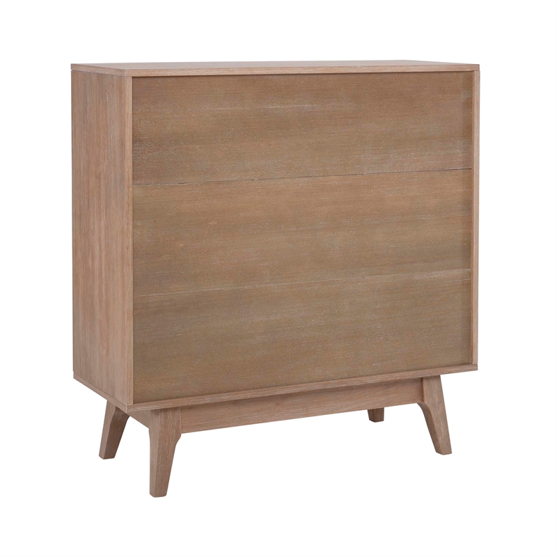 Linon Sway Bookcase 3 Open Shelves 2 Sliding Door Panels in Natural