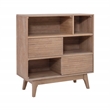 Linon Sway Bookcase 3 Open Shelves 2 Sliding Door Panels in Natural