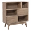 Linon Sway Bookcase 3 Open Shelves 2 Sliding Door Panels in Natural